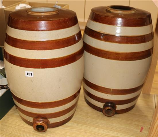 Two Stoneware beer barrels